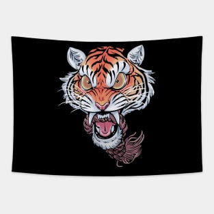 Angry Tiger head Tapestry