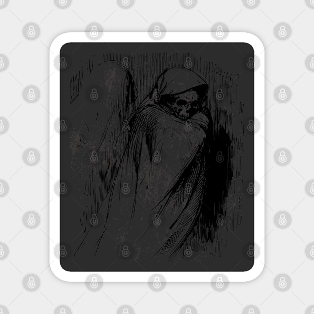 Death Grim Reaper Pencil Drawing Dark Art Drawings Cool Skull Drawings Hand Drawn Bone Illustration Halloween Celebration October 31 Magnet by Modern Art
