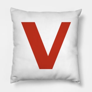 Letter v in Red Text Minimal Typography Pillow