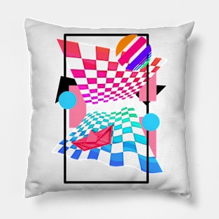 Vaporwave Paper Boat Pillow