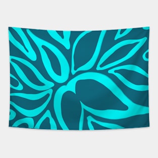 turquoise leaves pattern Tapestry