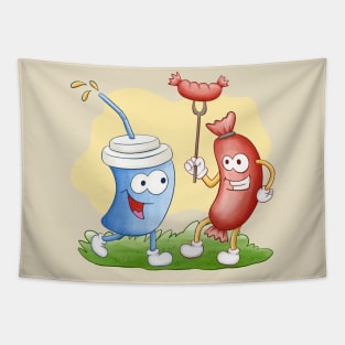 Funny Sausage And Beverage Tapestry