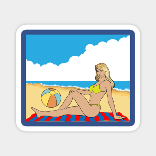 Beach Volleyball On The Beach Training Fan Magnet