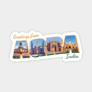 Greetings from Agra in India Vintage style retro souvenir Magnet