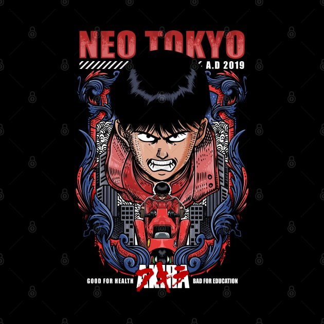 Akira Neo Tokyo Kaneda Character Anime 1988 by VerydudeShirt