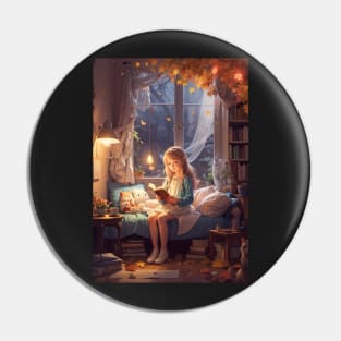 Cozy Autumn Reading in a Fantasy World Pin