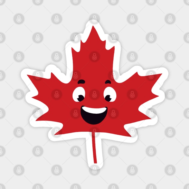 Cool Canada Day Maple Leaf Happy Face Magnet by RickandMorty