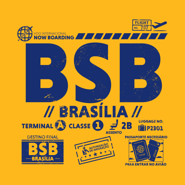 Vintage Brasilia BSB Airport Code Travel Day Retro Travel Tag by Now Boarding