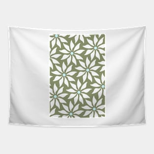 Pearl and Blue Aster Flowers Retro Pattern Tapestry