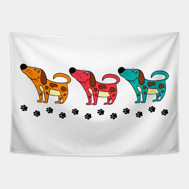 Funny dog trio Tapestry by Frenzy Fox