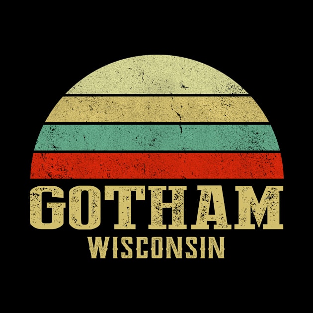 Gotham Wisconsin Vintage Retro Sunset by Curry G