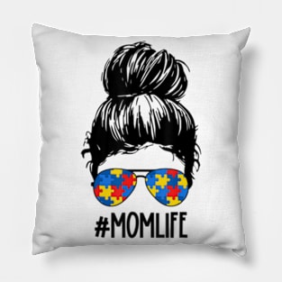 Momlife Autism Mom Puzzle Glasses Autism Awareness Woman Pillow