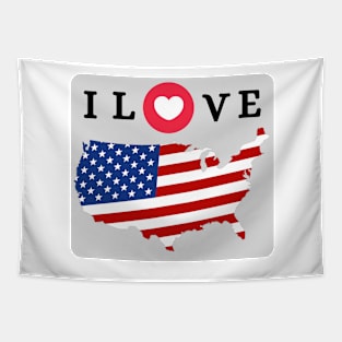 I Love USA America gray Sticker Tapestry