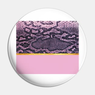 Coloured snake print on pink, golden lining Pin