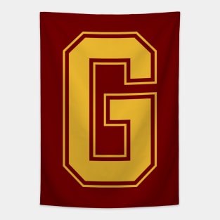 Monogram Red Yellow College House Initial G Tapestry