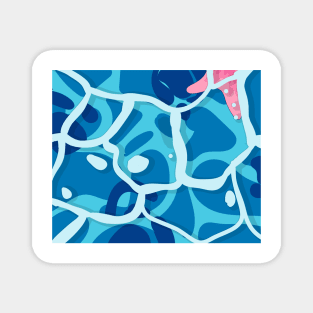 Summer beach tropical clear ocean water with pink fish Magnet