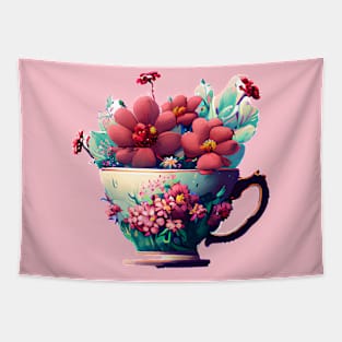 Teacup full of flowers Tapestry