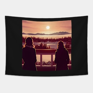 The Girls Watching the Sunset at Winter II Tapestry