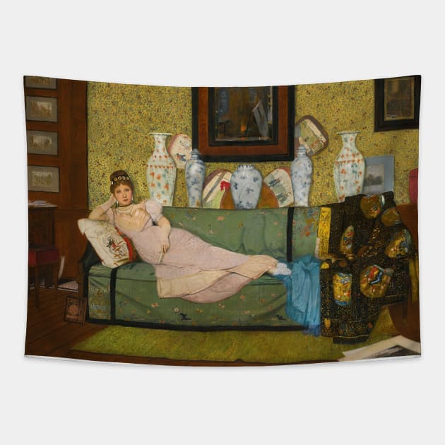 A Reverie, In The Artist's House by John Atkinson Grimshaw Tapestry by Classic Art Stall