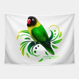 Green Black Masked Lovebird Tapestry