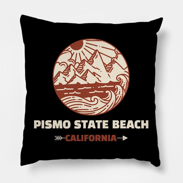 Retro Pismo State Beach Pillow by Insert Place Here