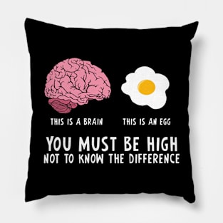 Brain Vs. Egg You Must Be High To Not Know the Difference Pillow