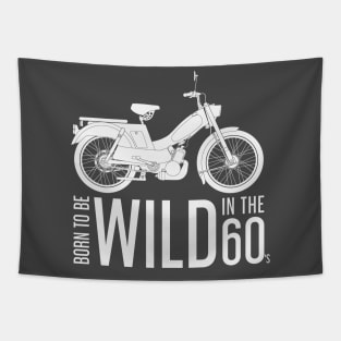 Born to be Wild in the 60's White Moped Tapestry