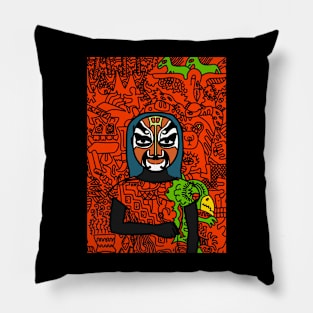 Unleash the Gangster Vibes: NFT Character - FemaleMask Doodle Al Capone Edition on TeePublic Pillow