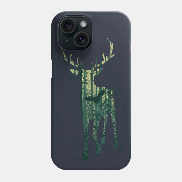 Deer and Abstract Forest Landscape Phone Case by AnnArtshock