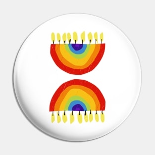 Rainbow Chanukiah Print Pin