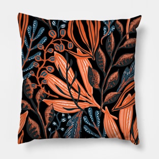 Orange floral leaf themed Pillow