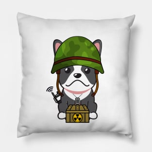 Cute french bulldog is a military pet Pillow