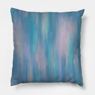 Blue and Blush Pink Impressionist Abstract Paint Pillow