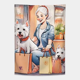 Shopping with westies Tapestry