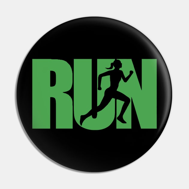 RUN green Pin by Athletics Inc