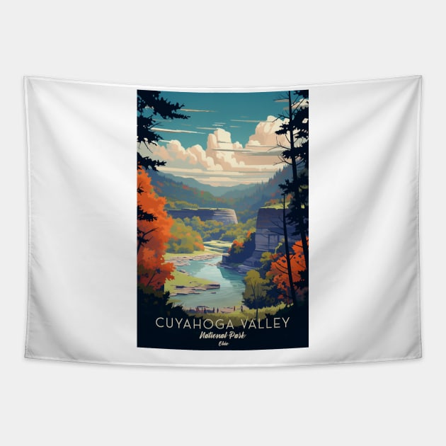 Cuyahoga Valley National Park Travel Poster Tapestry by GreenMary Design