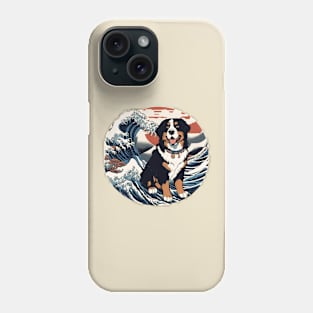 Vintage Berner Puppy Japanese Bernese Mountain Dog in the Great Wave Off Kanagawa Phone Case