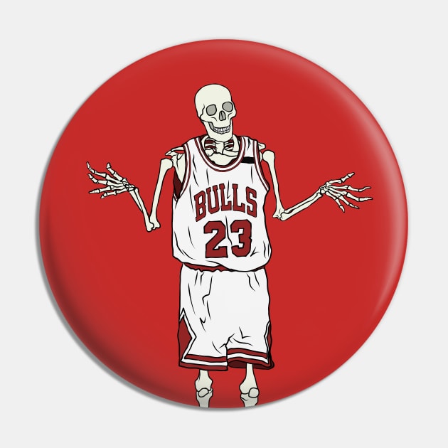 Skeleton Michael Jordan Shrug Pin by rattraptees