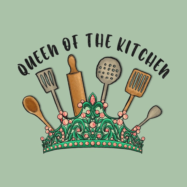 crown with kitchen tools queen of the kitchen vintage kitchen art by Ballari