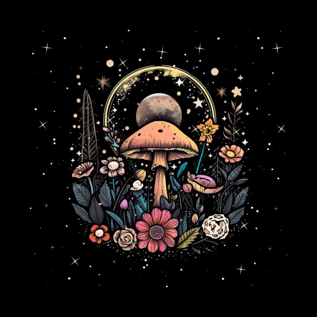 Mushroom Floral Moon by ArtThrob Designs