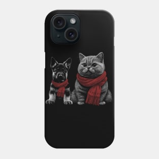 Best Friends Winter Cats and Dogs Lover Phone Case