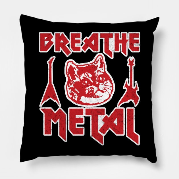 Death Metal Heavy Breathing Cat Pillow by Electrovista