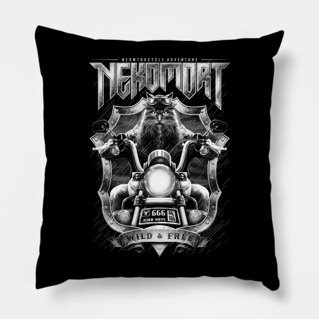 Meowtorcycle Pillow by Neko Mort