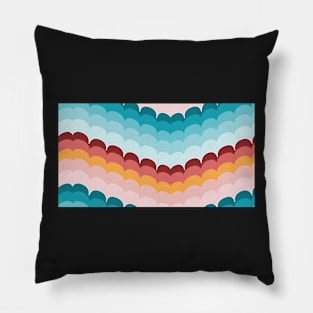 Bargello scallop waves turquoise coral Pillow