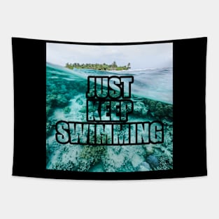 just keep swimming text masking finding dory Tapestry