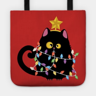 Funny Christmas black cat Tote