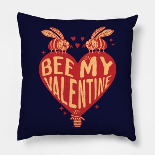 Bee My Valentine - Cute Bee Design for Valentine's Day Pillow