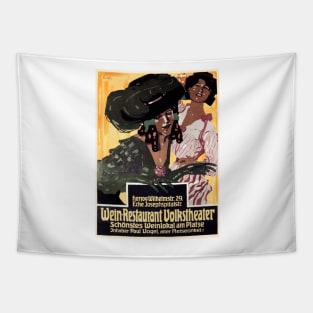 WEIN RESTAURANT VOLKSTHEATER 1908 by Josef R. Witzel German Art Poster Tapestry