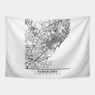 BARCELONA SPAIN BLACK CITY STREET MAP ART Tapestry