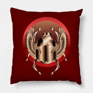 Winged Beetle Sun Disk - Copper Pillow